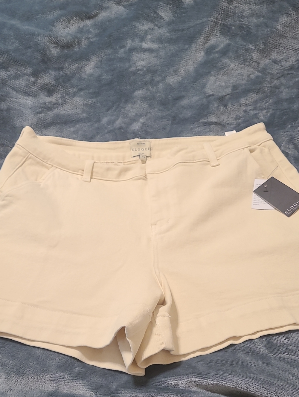 Eloquii Cream High-Waist Tailored Bermuda Shorts